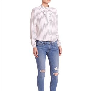 Frame Denim Le Tie Popover Silk Blouse